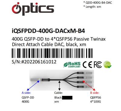 中国 400G QSFPDDから4x100G QSFP56 ブレイクアウト (直接接続ケーブル) ケーブル (受動) 400G QSFPDD DAC 販売のため