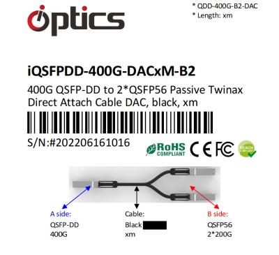 China QSFPDD-400G-DACxM-B2 400G QSFPDD To 2x200G QSFP56 Breakout Cable Direct Attach for sale