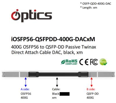 Chine Les câbles de type 400G OSFP56 à QSFPDD (câble d'attache directe) (passif) (longueur personnalisée) à vendre
