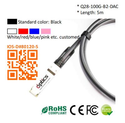 China 100G QSFP28 a 2x50G Breakout DAC ((Cable de conexión directa) Cables (pasivos) 5M 100G QSFP28 DAC en venta