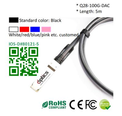 China QSFP28-100G-DAC5M 100G QSFP28 To QSFP28 DAC Passive Direct Attach Cable 5M for sale