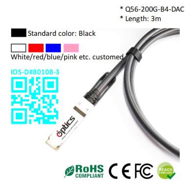 China 200G QSFP56 to 4x50G SFP56 Breakout DAC(Direct Attach Cable) Cables (Passive) 3M 200G QSFP56 DAC for sale