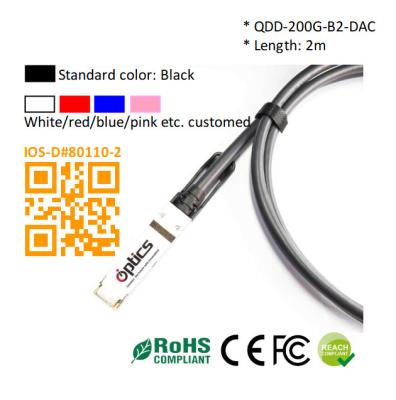 中国 200G QSFPDD から 2x100G QSFP28 ブレイクアウト DAC 直接続ケーブル 2M Qsfp Dd ブレイクアウトケーブル 販売のため