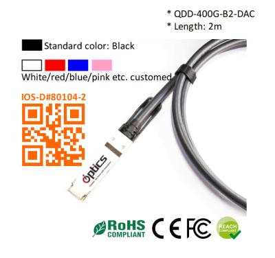 Chine QSFPDD-400G-DAC2M-B2 400G QSFPDD à 2x200G QSFP56 câbles de rupture (câble de raccordement direct) (passif) 2M à vendre