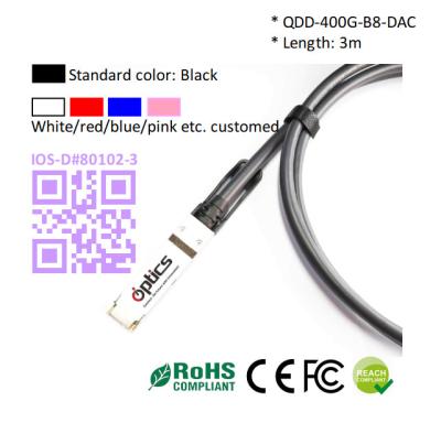 Chine Les câbles 400G QSFPDD à 8x56G SFP56 Breakout (câble d'attache directe) 3M 400G QSFPDD DAC à vendre