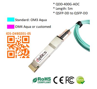 China QSFPDD-400G-AOC5M 400G QSFPDD to QSFPDD AOC (Active Optical Cable) Cables 5M aoc sfp for sale