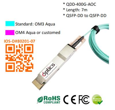 China QSFPDD-400G-AOC7M 400G QSFPDD to QSFPDD AOC (Active Optical Cable) Cables 7M 400G QSFP DD AOC for sale