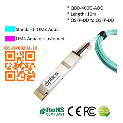 China QSFPDD-400G-AOC10M 400G QSFPDD to QSFPDD AOC (Active Optical Cable) Cables 10M 400G QSFP DD AOC for sale