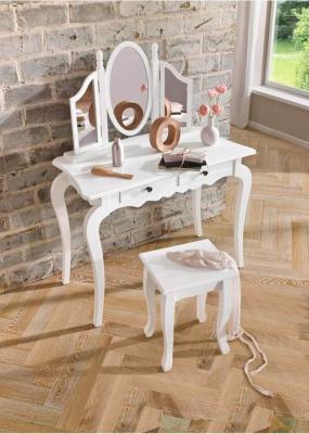 China Home Decor Solid Wood Dressing table lilly White Set With Mirror And Stool for sale