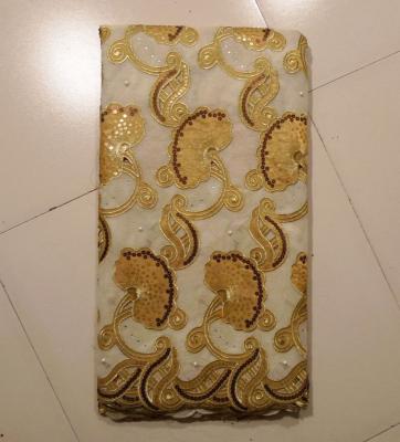 China Beige Gold Swiss Lace Fabric , Grande Toilette for sale