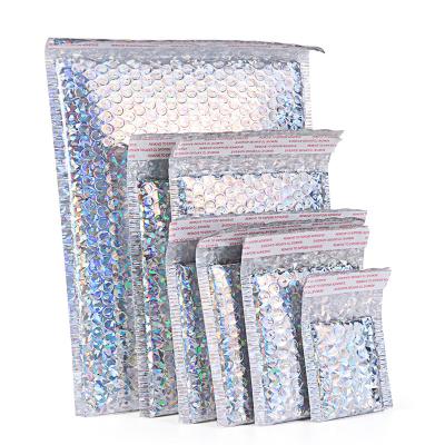 China Custom biodegradable 4x7 courier bag large holographic metallic padded bubble envelopes mailer bag for jewelry package for sale
