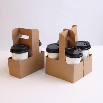 China 4 Cups Disposable Compostable Durable Drink Carrier for Hot or Cold Drinks To Go Coffee Cup Holder for Food Delivery Ser for sale