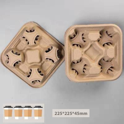 China Custom logo recycle brown kraft paper coffee cup holder for take away for sale