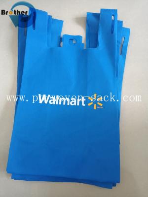 Китай Custom Eco-Friendly Reusable Vest T Shirt Nonwoven Warmart Tote Grocery Market Shopping Carry Gift PP Non Woven Bags продается