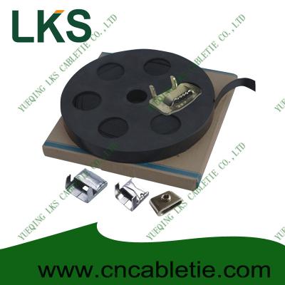 China LKS-CB Series PVC Coated Stainless Strapping Band with Screw Buckle and Banding tools for sale