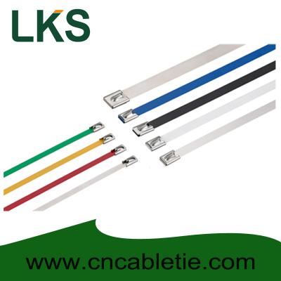China Colour Coated and uncoated Ball-lock stainless steel cable ties(self-locking) for sale