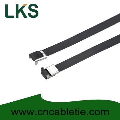 China 16×300mm L Type PVC coated stainless steel cable tie-Wing Lock type for sale