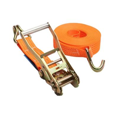 China Strong Binding Durable 2 Inches 50 mm width Ratchet Tie Downs Strap  3T 5T 8T 10T  Load tighter Cargo Belt with Metal J hook for sale
