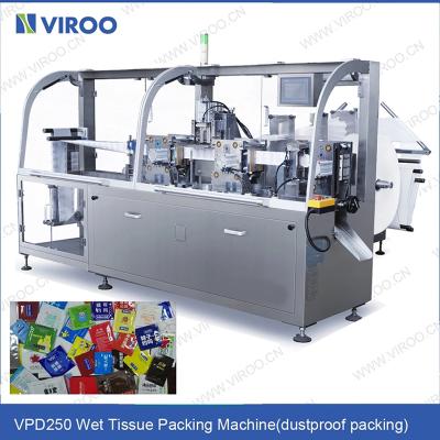 China Single alcohol Wet Tissue Packaging Machine PLC Control Automatic，mosquito repellent wipe packing machine for sale