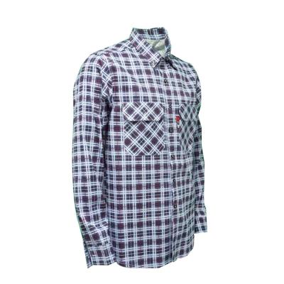 China Long Sleeve FRC NFPA 2112 CAT 2 FR Shirt ARC Rated 6.5 Oz Plaid Pattern for sale
