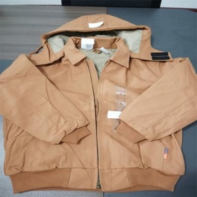 China 12oz Fire Resistant Duck Canvas Jacket Cotton Windproof FR Winter Quilt Lined Jackets for sale