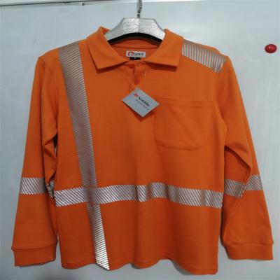 中国 EN20471反射テープが付いている長い袖のオレンジのこんにちは気力の作業服のポロのこんにちは気力の作業服 販売のため