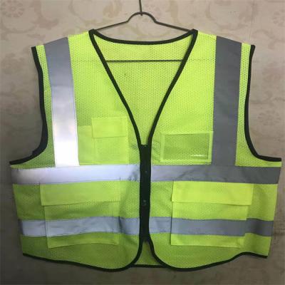 China Malla del poliéster de la construcción de EN20471 hola Vis Vest With Pockets For en venta