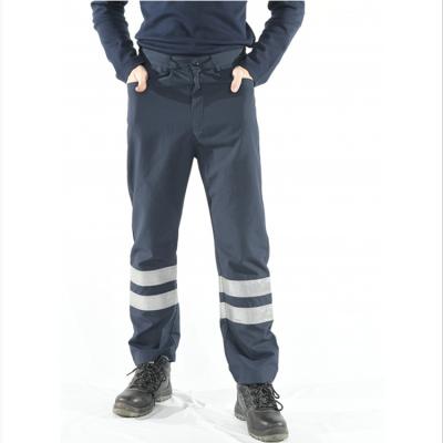 China HRC2 Flame Resistant Pants Navy Fire Retardant Work Pants With Reflective Stripes for sale