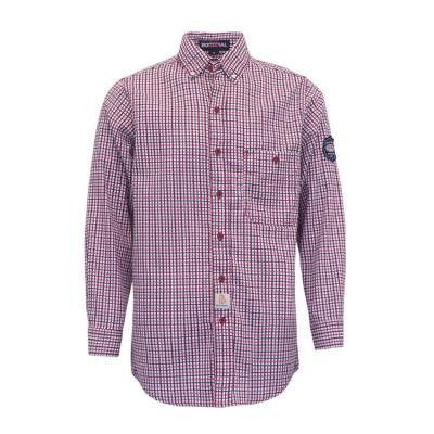 China estilo ignífugo de los botones de camisa del trabajo de la tela escocesa del algodón 6.5oz en venta