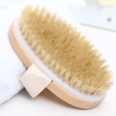 China Spa Body Brush Soft Natural Bristle Shower Brushes Wooden Bath Shower Bristle Brush for sale