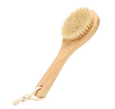 China Soft Natural Bristle Bath Brush Exfoliating Wooden Body Massage Shower Brush for sale