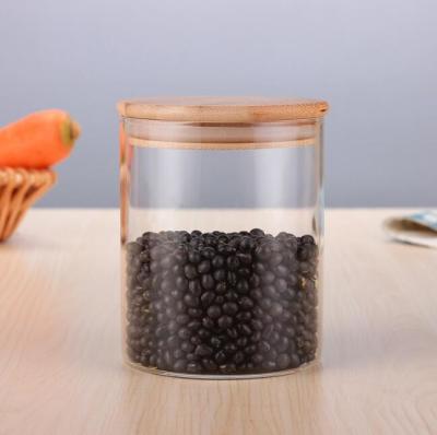 China storage glass jar,heat-resistant glass jar, borosilicate glass jar with bamboo lid for sale