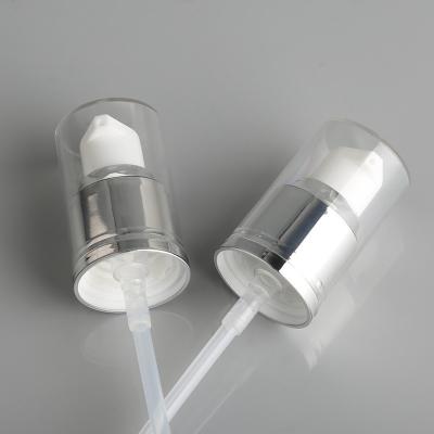 China Shiny Silver Aluminum Cosmetic Pump 18mm 20mm 24mm for 20/410 White Plastic for sale