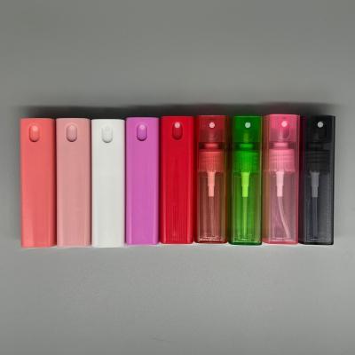 China Small 10ml Square Shape All Plastic Perfume Pen Cosmetic Bottle with Sprayer Pump for sale
