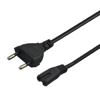 China 6.8mm O.D EU AC Power Cord 2 Pin Laptop Power Cable 2mtrs With Copper Conductor for sale