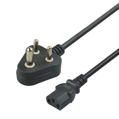China Pvc Jacketed  Electrical Power Cord Laptop India Plug Black 6feet for sale