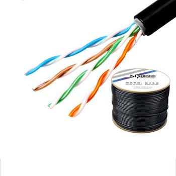 China 5.8MM black utp cat5e cable outdoor copper communication cat5e network cable for sale