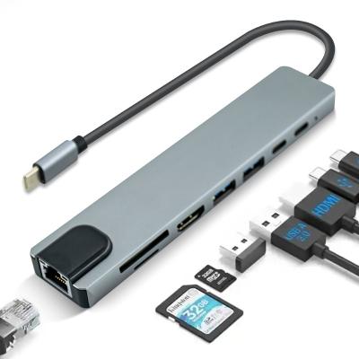 중국 Type-C USB 3.1 Hub 8 in 1 for Mobile Devices and MacBook Laptop Sipu Docking Station 판매용