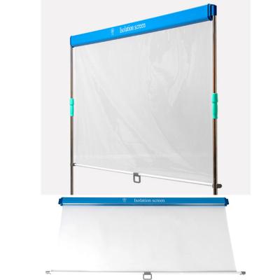 China Airports Transparent Blue Plexiglass Countertop Shield Cubicle Sneeze Guard For Nail Table for sale