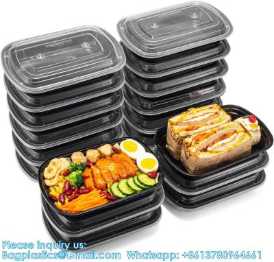 China Black Plastic Containers With Lids For Storage-Microwave & Freezer & Dishwasher Safe, BPA-Free, Durable&Stackable for sale