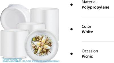 Китай Белые пластиковые тарелки, 9 дюймов 3 отсека 150 упаковки пищевого материала без BPA многоразовые столовые тарелки продается