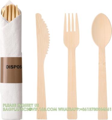 China Pre Rolled Bamboo Cutlery Pack Bamboo Utensils (6.7