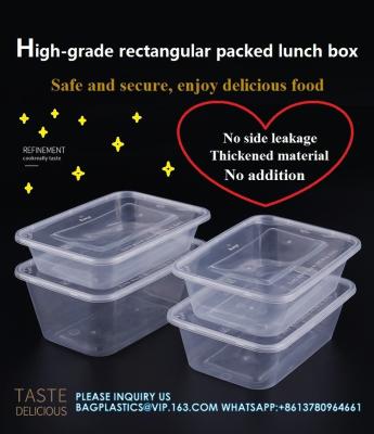 China 500 ml de caja de comida desechable rectangular Bento Transparente de plástico utensilios de mesa de venta al por mayor de embalaje de la caja PP para llevar en venta