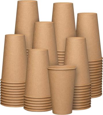 China Single Wall Paper Cup Double Wall Paper Cup Ripple Wall Paper Cup Kraft Paper Hot Coffee Cups- Unbleached for sale