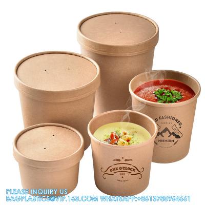 China Wholesale OEM Custom Printing Design Logo 8oz-32oz Disposable Kraft Paper Soup Food Cup Bowls Food Packaging for sale