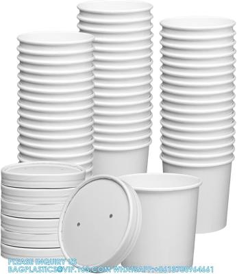 China Paper Food Containers With Vented Lids, To Go Hot Soup Bowls, Disposable Ice Cream Cups, White for sale