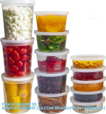 China Food Storage Containers With Lids 8oz, 16oz, 32oz Freezer Deli Cups Combo Pack, 44 Sets BPA-Free Leakproof Round for sale