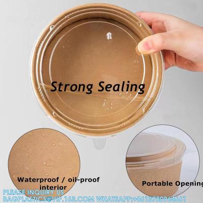 China Kraft Paper Bowls With Lid, 25 Oz Disposable Soup Salad Serving Bowls, To Go Food Container For Party Dessert for sale