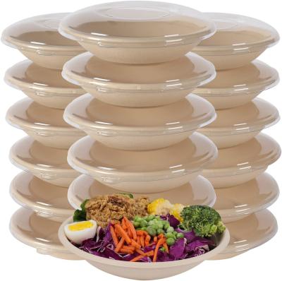 China 24OZ Round Disposable Bowls With PET Lids, Bamboo Fiber Paper Bowls  Take Away Food Containers Eco-Friendly Plant for sale