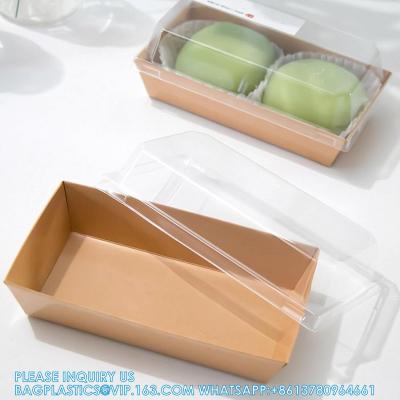 China Cajas de caramelo de papel con tapas transparentes, 50 paquetes de contenedores de sándwich desechables, pequeñas cajas de golosinas de panadería Kraft en venta